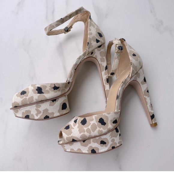 ZARA PLATFORM HIGH HEELS OPEN TOE LEOPARD PRINT IN SIZE 37 European - Picture 3 of 8